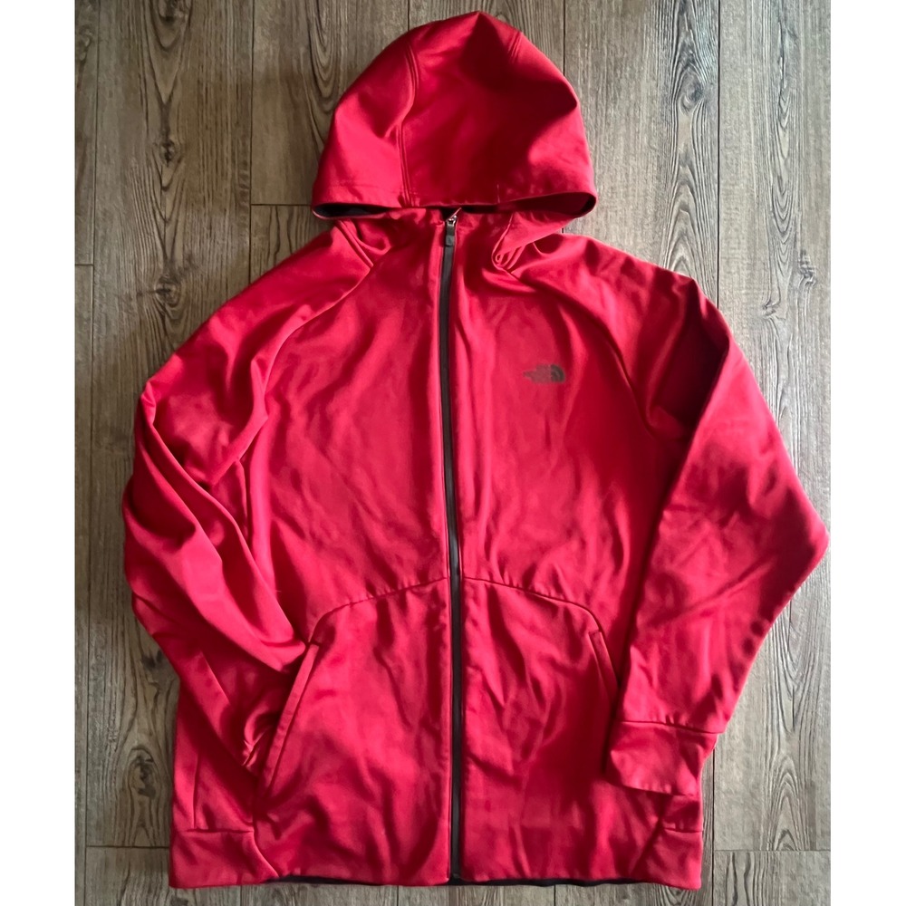 The North Face Mens Full Zip Hoodie Red Performance Fleece Jacket XL